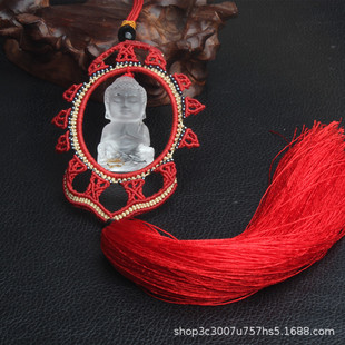 天然白水晶宝宝佛车挂释迦摩尼童子佛挂饰手工编假一赔十实体批发