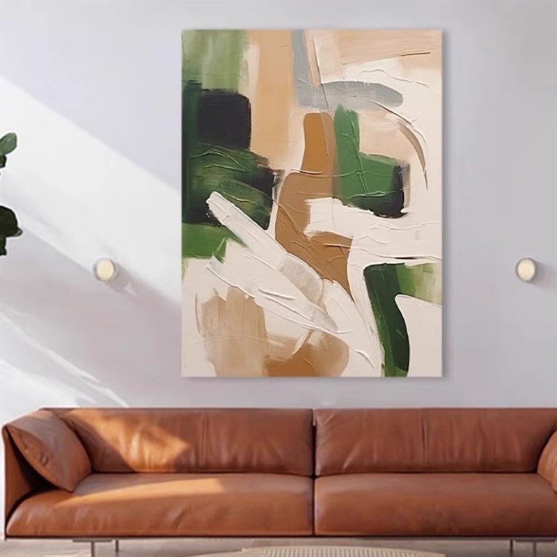 手绘油画立体肌理客厅装饰画现代B抽象玄关样板间酒店绿块艺术挂图片