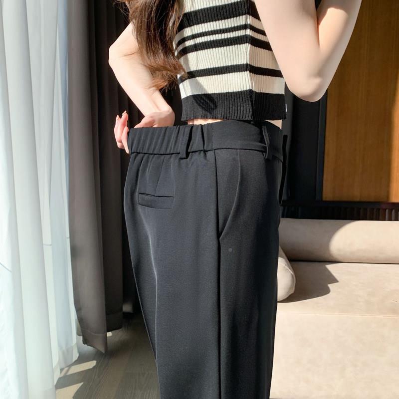 黑色九分裤女高腰烟装T7927管春秋哈伦裤夏薄款个西子后松紧小宽