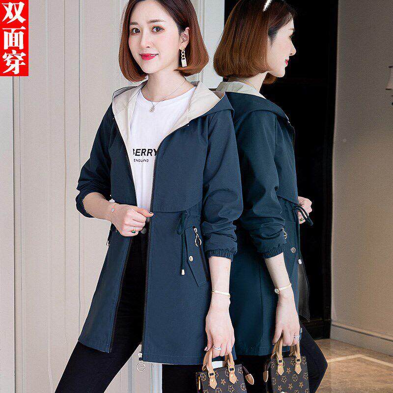 潮风牌浅色衣外套女春ZZH-6951秋款秋季双面穿新收腰显瘦灰中长版