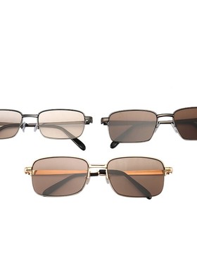 水晶眼镜男半框水晶石太阳眼镜茶水晶眼镜中老年开车驾驶司机眼镜