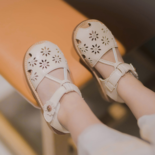 子儿童鞋 宝宝凉鞋 0女童2包头软底公主鞋 夏季 皮 女1一3岁婴儿学步鞋