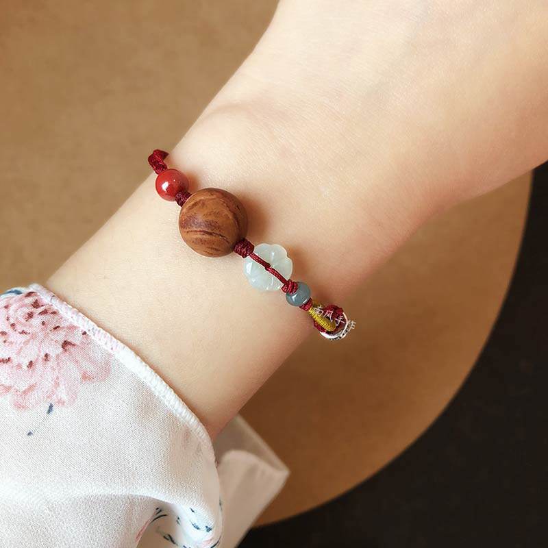 保真小桃核手串老桃木饰品女朱砂手錬红绳本命年礼物随身压惊转运