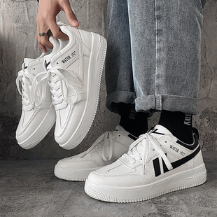 男鞋子冬季加绒棉鞋小白鞋韩版潮流学生休闲百搭增高白色运动板鞋