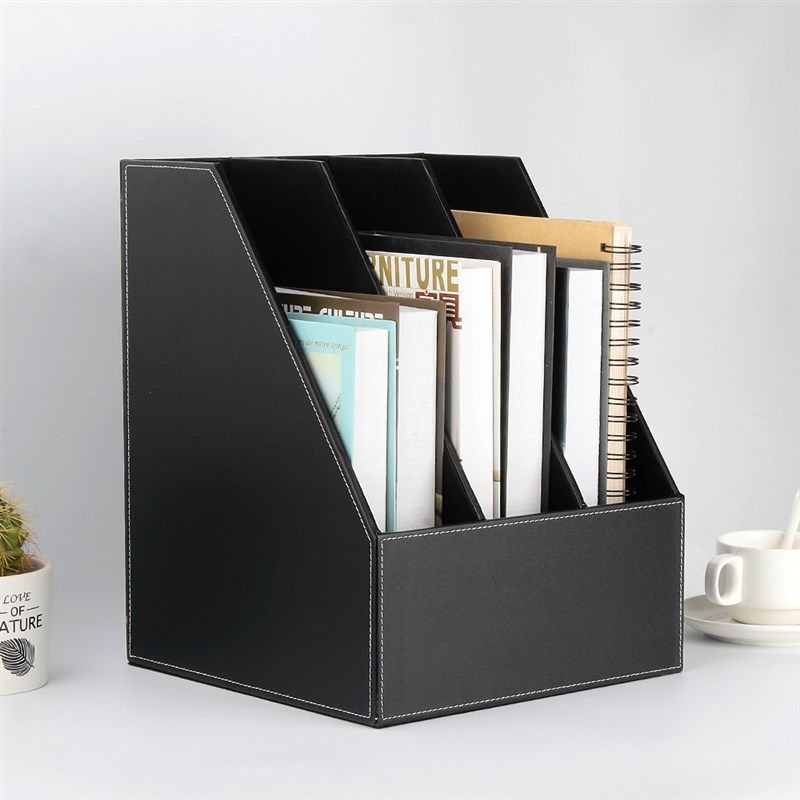 商务皮质三层文件栏/框 桌面文件架子资料文件座收纳办公用品定制