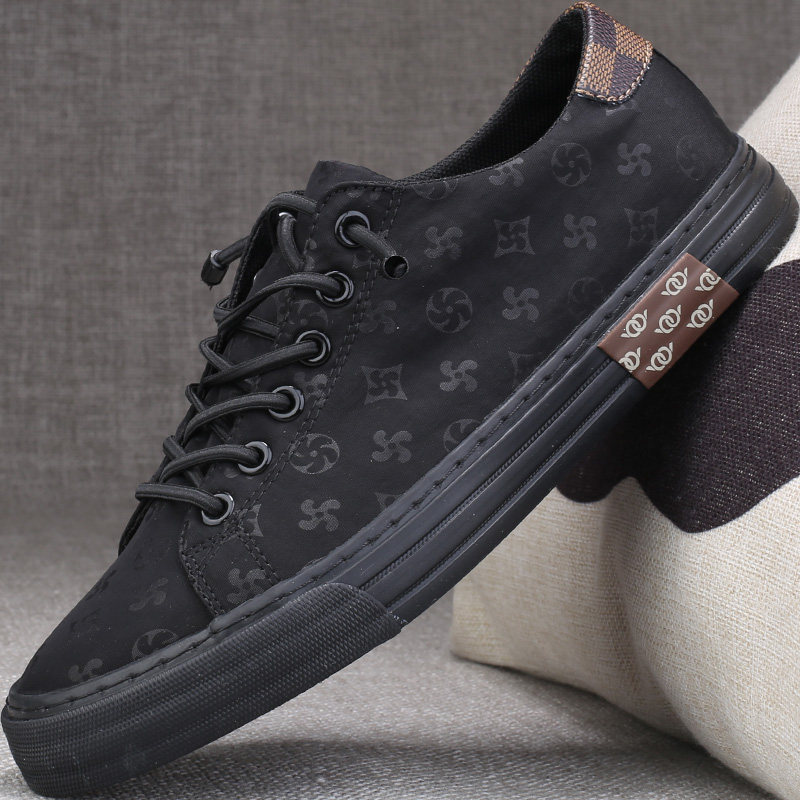 透气黑色布鞋男春秋款潮流休闲板鞋2023新款一脚蹬懒人男士帆布鞋