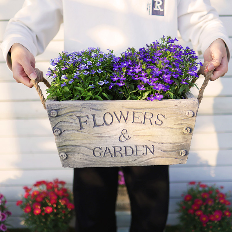 庭院户外花盆长方形室外花园阳台布置欧式家用大号复古仿水泥花箱