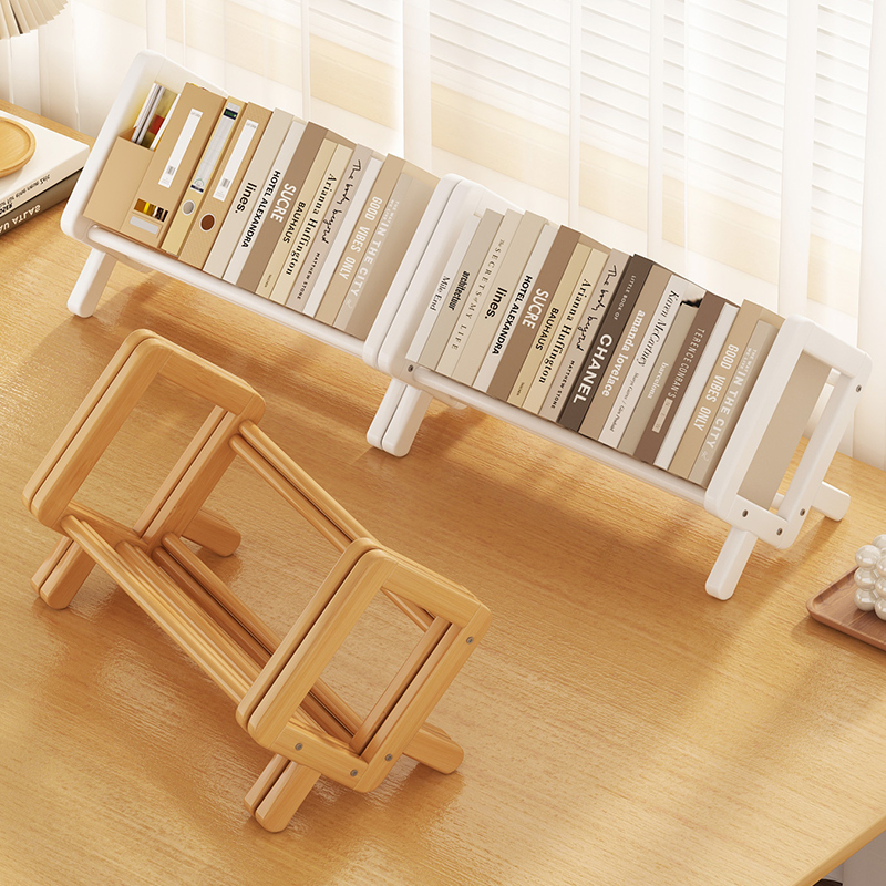 桌面小型书架竹书柜儿童简易收纳飘窗台置物架学生床头书桌上立架