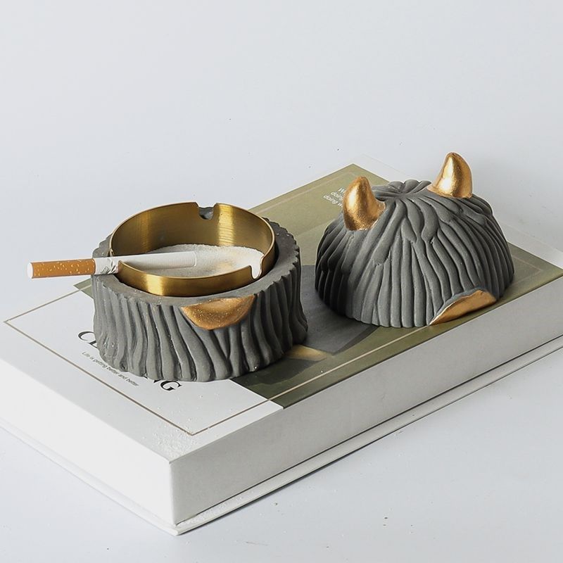 轻奢烟灰缸带盖简约时尚个性创意防飞灰办公咖啡厅桌面装饰烟具