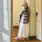 孕妇半身裙子夏春秋季 刺绣蕾丝蛋糕裙托腹白色a字中长裙 2024新款