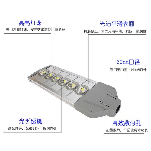 模组led路灯头户外路灯道路灯照明小区100WJ150W200W挑臂路灯高亮