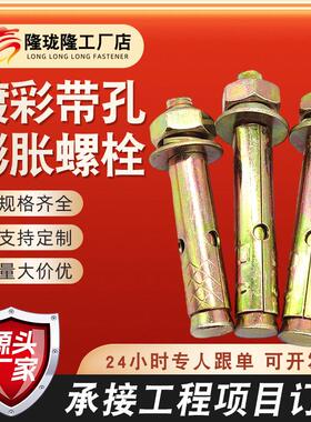 带孔膨胀螺栓彩锌膨胀螺栓黄色膨胀螺丝带孔膨胀螺丝拉爆膨胀螺丝