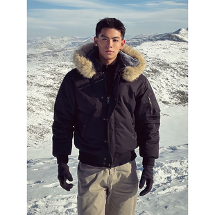 座山雕加厚短款连帽棉服男士痞帅冬季加绒保暖派克服毛领防寒棉衣