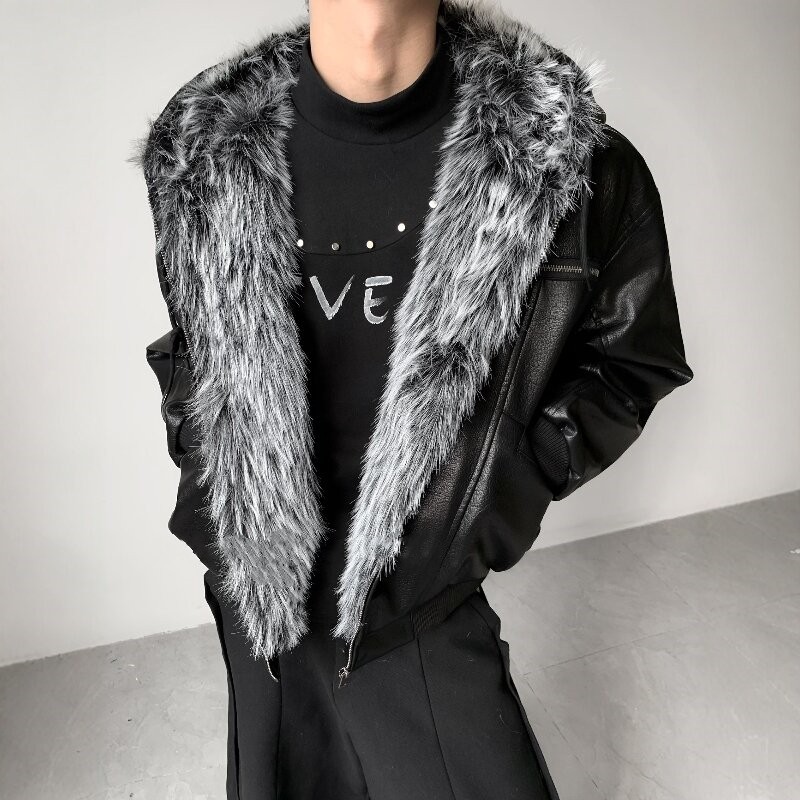 小众设计轻奢皮毛一体座山雕棉衣