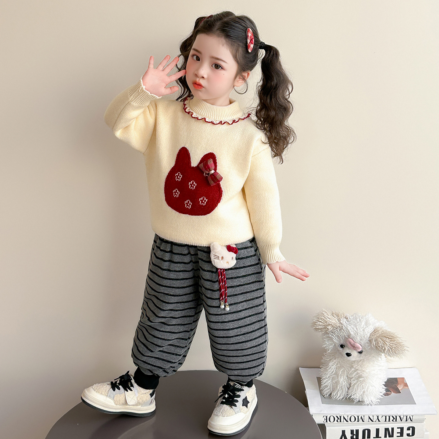 女童加绒针织毛衣套装冬季2025