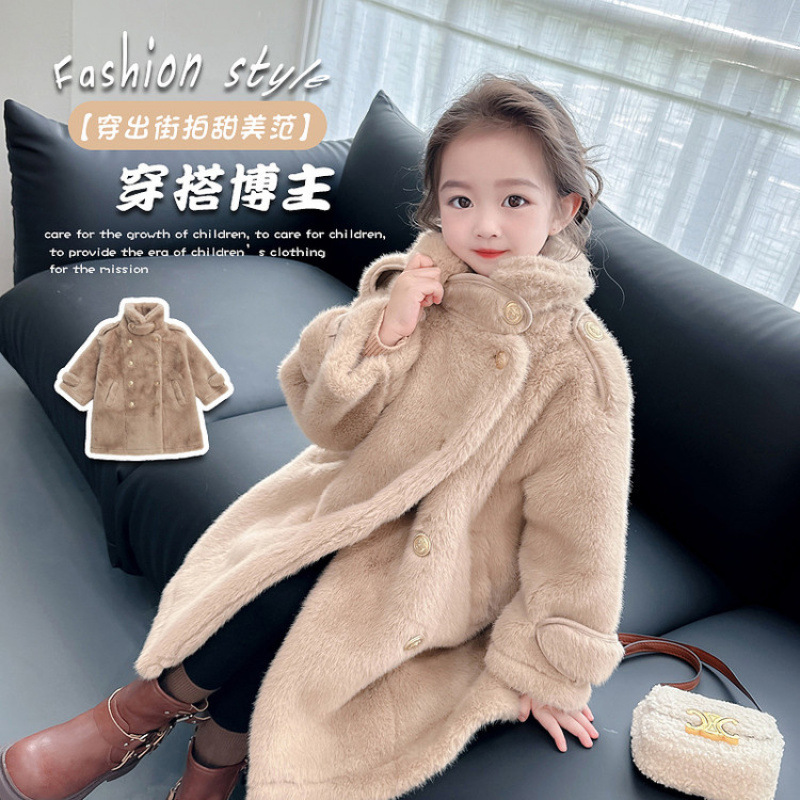 女童皮毛一体外套冬季水貂绒仿皮