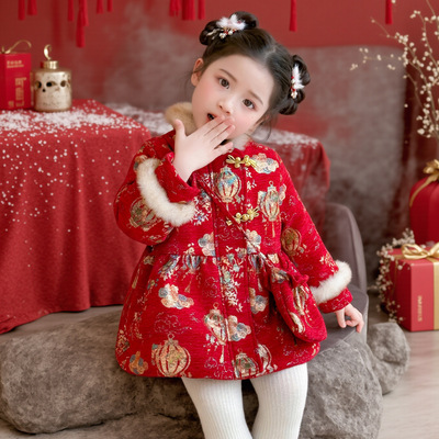 女童新中式灯笼年服旗袍裙