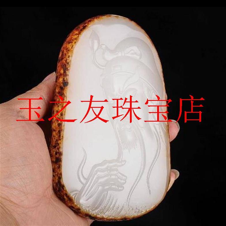 新疆和田玉羊脂白玉关公吊坠男款财神玉坠关二爷项链玉佩招财挂件