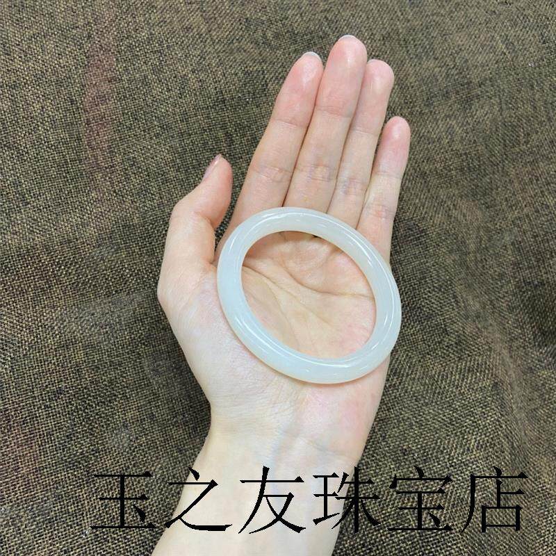 新疆和田玉手镯高端新疆小细圆条晴水美人叮当镯子网红翡翠玉石女