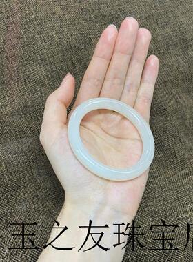 新疆和田玉手镯高端新疆小细圆条晴水美人叮当镯子网红翡翠玉石女