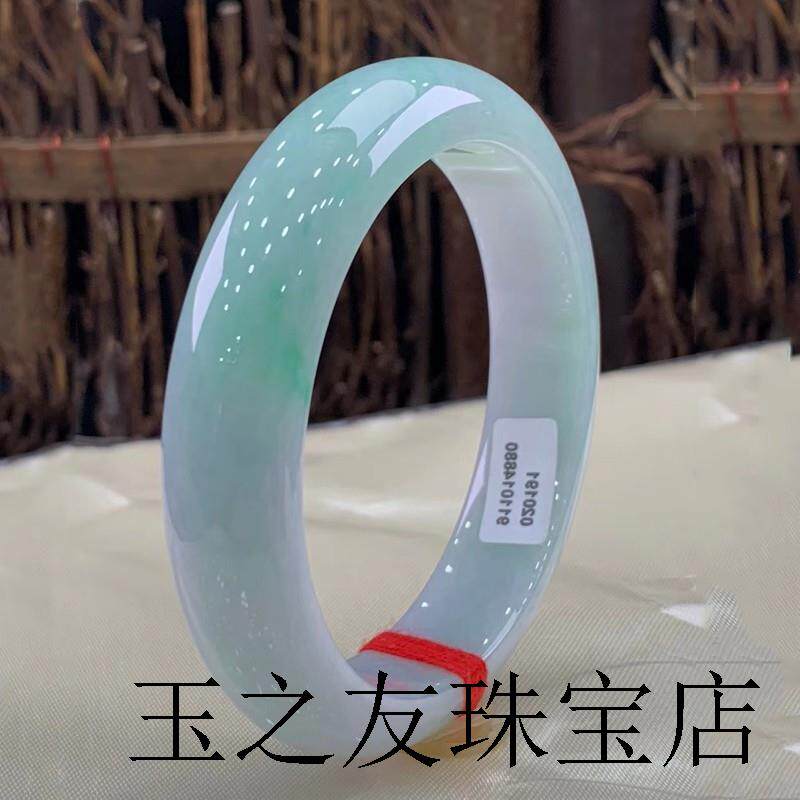 老坑高端翡翠色春带彩翡翠手镯冰种正圈紫罗兰翡翠手镯贵妃玉镯