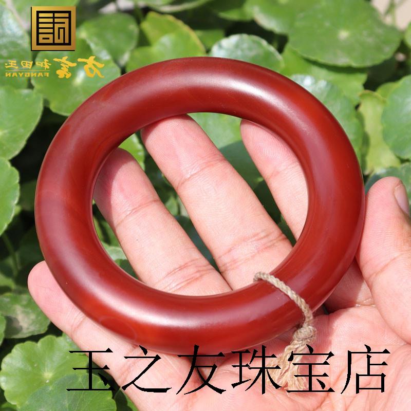 精品岁月痕迹民族风亚光红玛瑙圆条厚重简约至手镯女士百搭款送礼