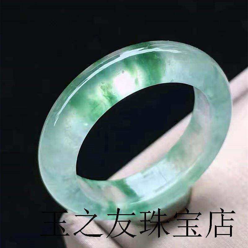 缅甸高端款冰种飘花阳绿翡翠色戒指戒圈男女款时尚精选款送家人