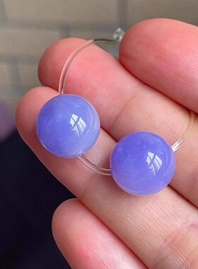 紫罗兰翡翠散珠子冰糯种浅紫色玉石珠串顶珠男女情侣手链圆珠项链