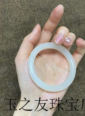 新疆和田玉手镯羊脂级白玉小细圆条女款老坑小仙女时尚高端叮当镯