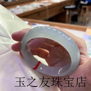 高冰缅甸翡翠色手镯高端冰种阳绿飘花玉手镯白月光手镯女款旺夫