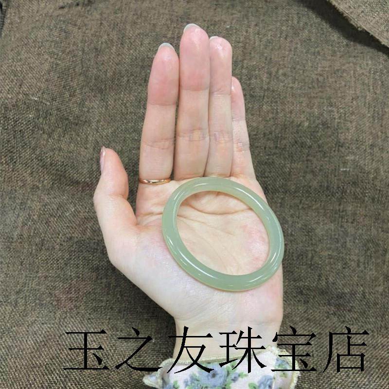新疆和田玉手镯高端新疆小细圆条晴水美人叮当镯子网红翡翠玉石女