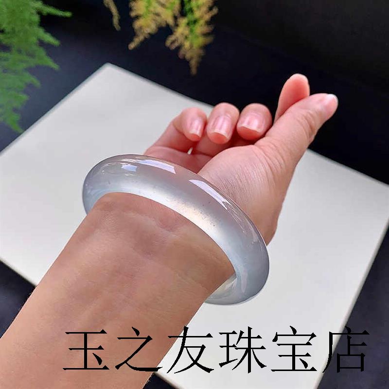 清新白冰手镯冰种正圈贵妃白月光