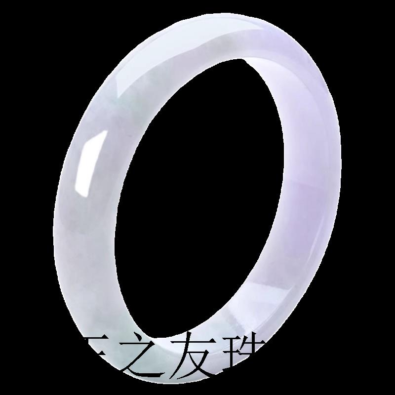 高端冰糯种浅绿飘花老坑春彩紫罗兰翡翠色手镯正圈高端贵妃美人镯