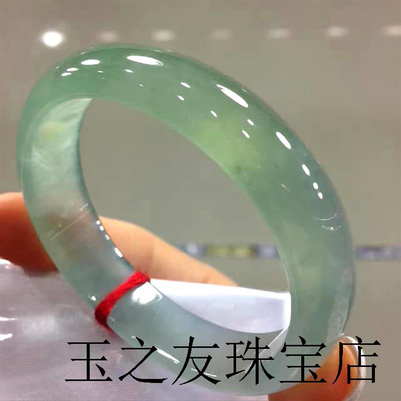 缅甸翡翠色手镯老坑正圈老坑冰种油青飘花玉镯子圆条吊坠处理玉镯