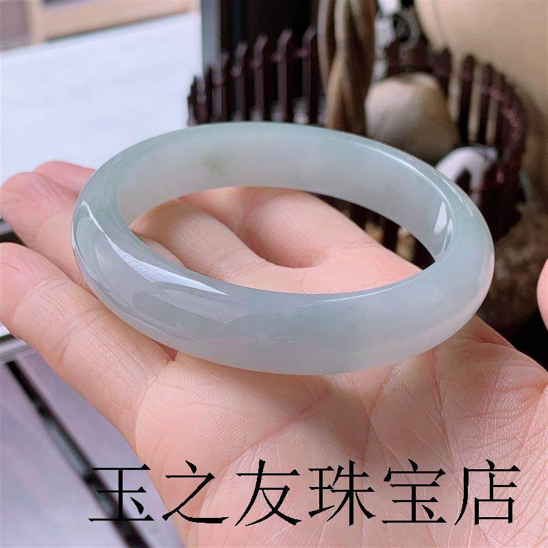 冰种翡翠手镯单色贵妃旺夫白玉石老坑精品通透正圈冰糯种玉手镯子