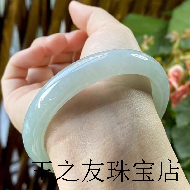 缅甸老坑翡翠色黄翡翠色手镯贵妃镯女冰种玉石黄色玉手镯子女送礼