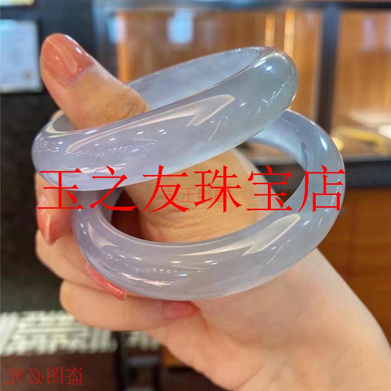 精选款缅甸老坑翡翠手镯高冰透浅绿色贵妃晴水淡紫罗兰白月光女款