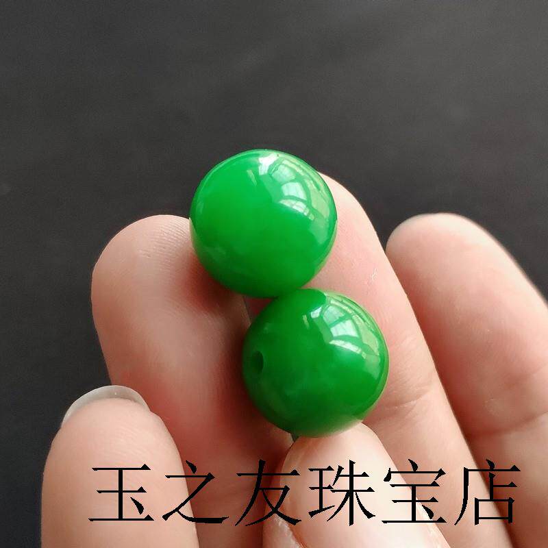 翡翠色满绿珠子散珠转运珠深绿色阳绿顶珠男女圆珠子手串手链项链