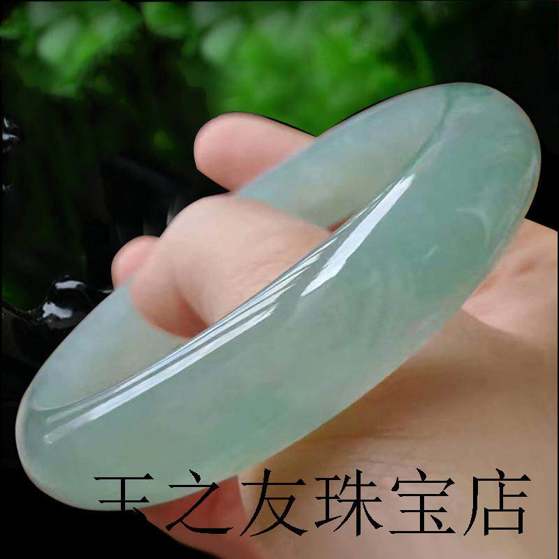 女款冰种浅绿玉手镯特价翡翠色少女石英岩玉镯子玉石玉器精品手饰