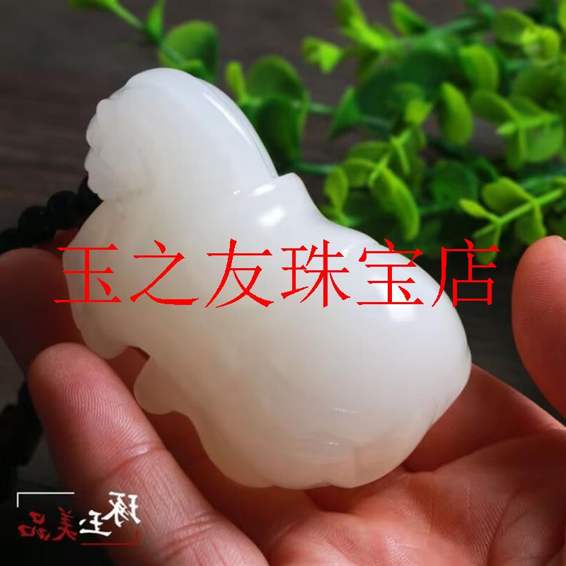 新疆白玉生肖马手把件羊脂级白玉马上有钱把玩件男款玉石把件挂件