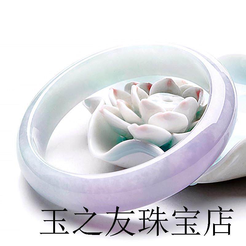 翡翠色手镯春彩紫罗兰飘阳绿玉镯翡翠玉镯子玉手镯紫色手饰精品