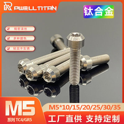 M5钛合金TC4螺丝电动摩托车改装螺栓长度10/15/20/25/30/35/65mm