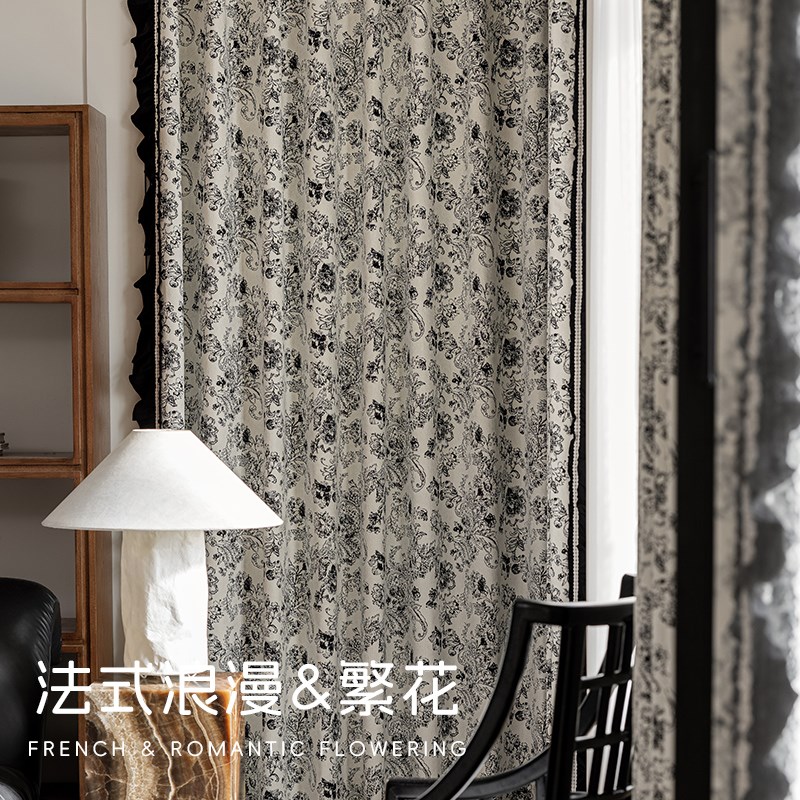 法式复古雪尼尔窗帘卧室客厅全屋遮光花布窗纱定制轻奢X2025新款