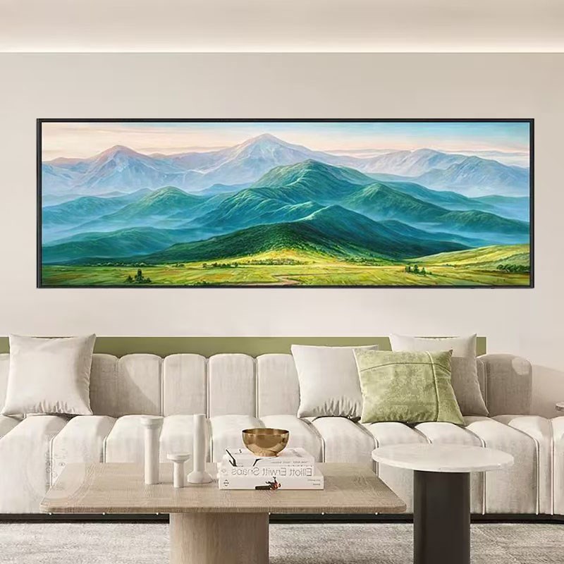 青山绿水客厅装饰l画山水画办公室挂画新中式风景沙发背景墙壁画