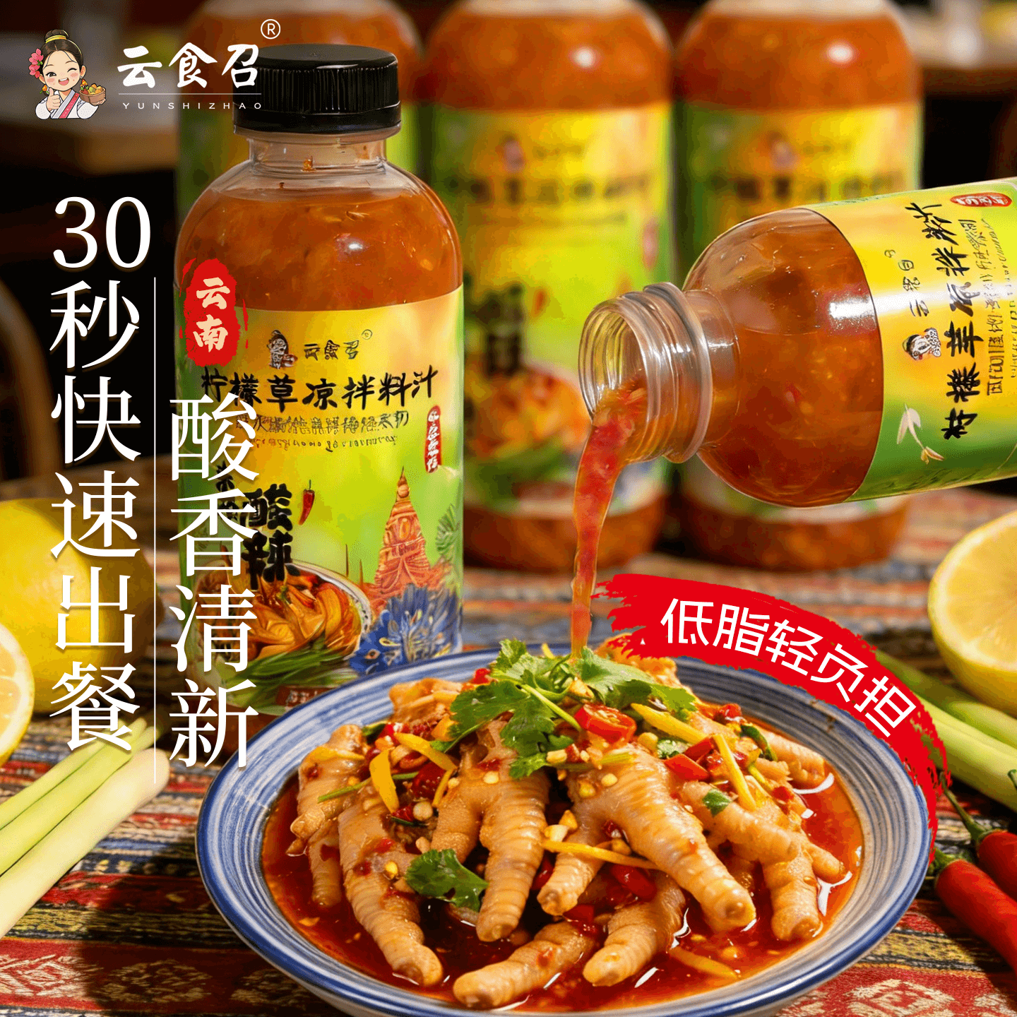 云食召 柠檬草傣味酸辣料汁500克装舂凉拌泰式凉拌汁云南西双版纳