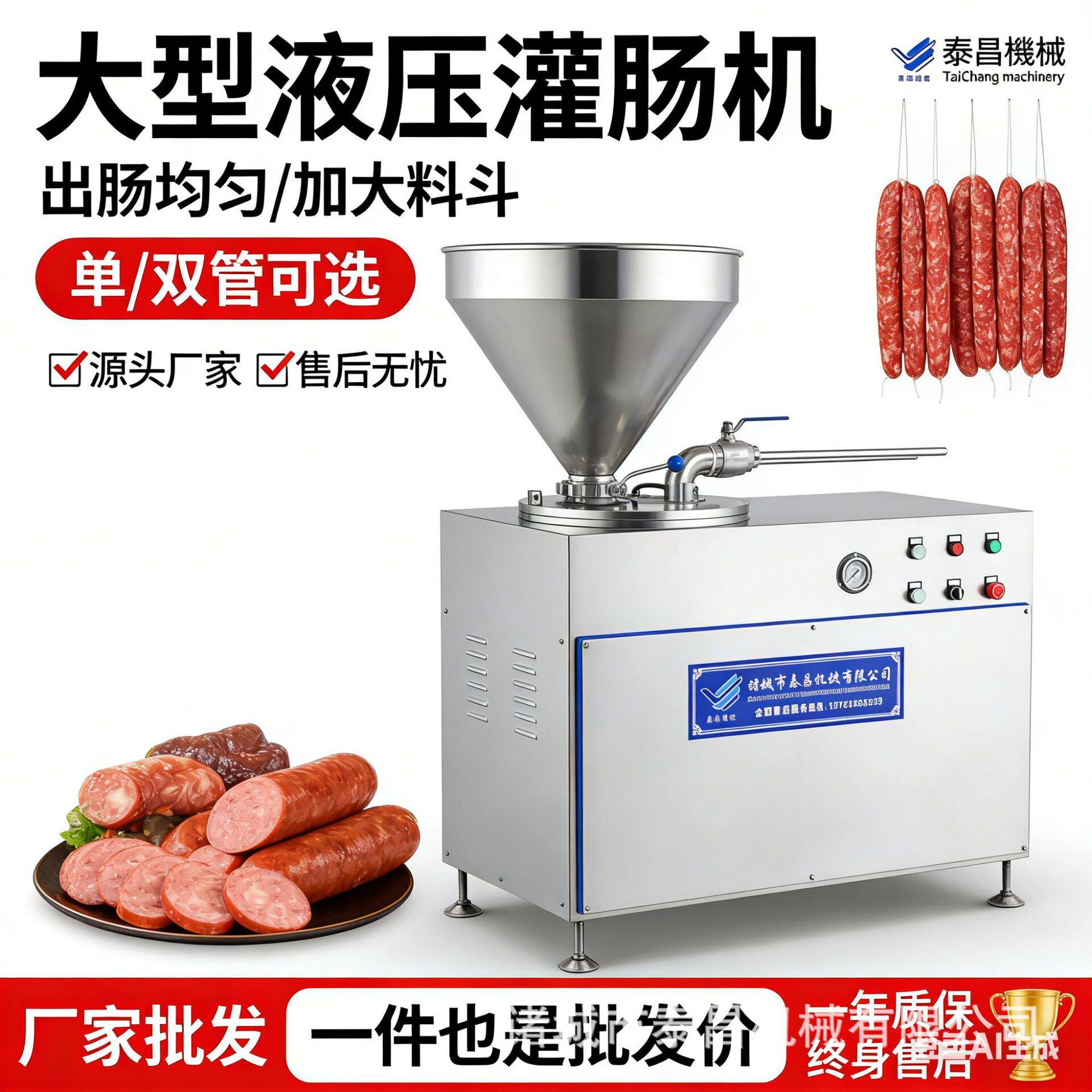 液压灌肠机商用电动罐香肠的机器全自动腊肠机做香肠机自动灌肠机