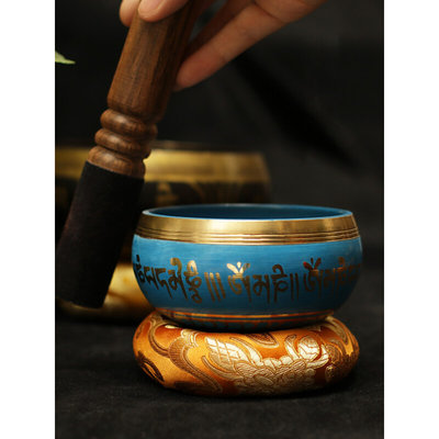 尼泊尔颂钵手工西藏佛音碗瑜伽冥想静心梵音钵铜罄法器摆件铜钵盂
