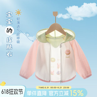 婴儿夏季防晒衣薄款冰丝外套空调衫小月龄女宝宝套装女童外搭衣服