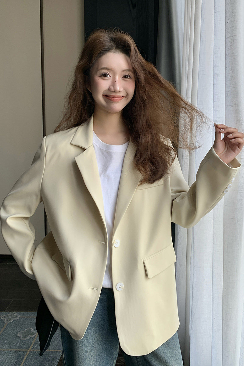 黄色高级感西装外套女2025春秋新款韩版宽松小个子通勤休闲小西服,女装西装,浙宝007A（原150A)
