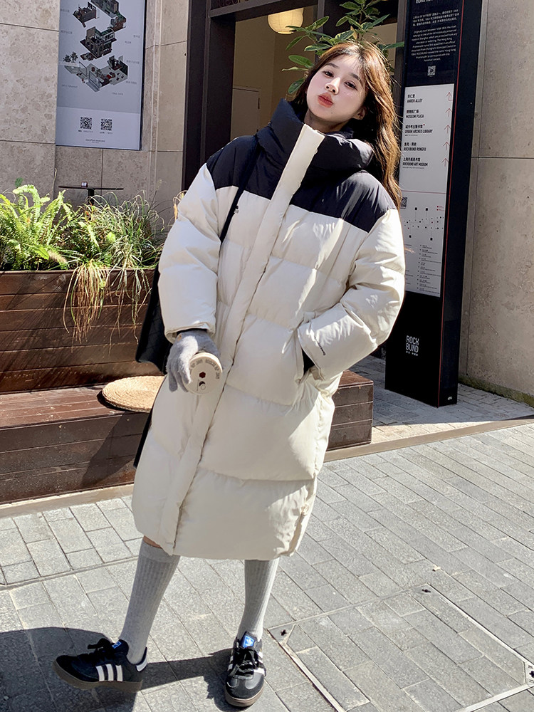 现货！冬季新款中长款黑白拼色羽绒服ZB150A-8810-P245-K368,女装羽绒服,浙宝007A（原150A)